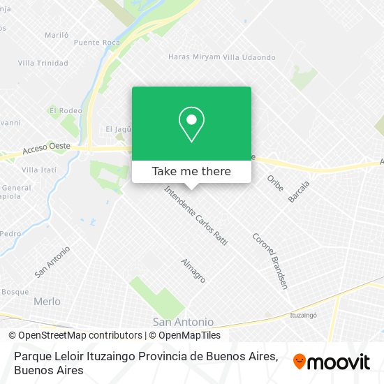 Parque Leloir Ituzaingo Provincia de Buenos Aires map