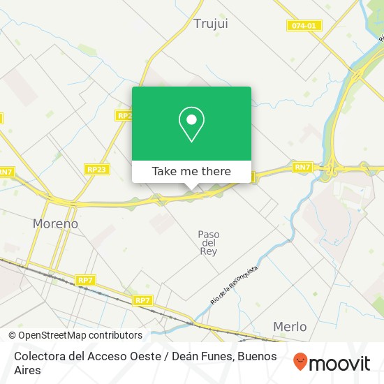 Mapa de Colectora del Acceso Oeste / Deán Funes