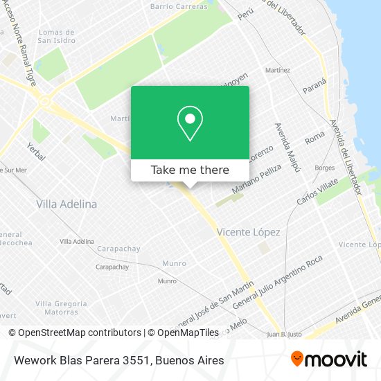 Mapa de Wework Blas Parera 3551