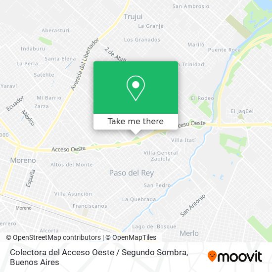 Mapa de Colectora del Acceso Oeste / Segundo Sombra