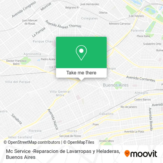 Mapa de Mc Service -Reparacion de Lavarropas y Heladeras