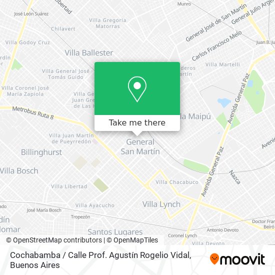 Cochabamba / Calle Prof. Agustín Rogelio Vidal map