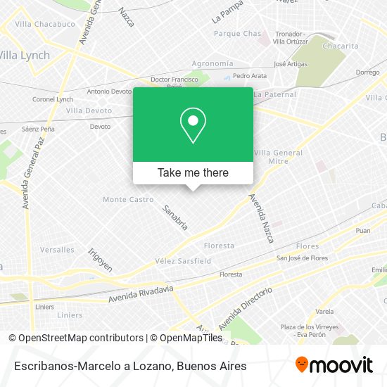 Escribanos-Marcelo a Lozano map