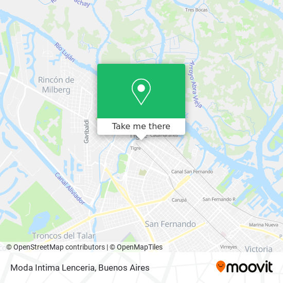 How to get to Moda Intima Lenceria in Tigre by Colectivo or Train?