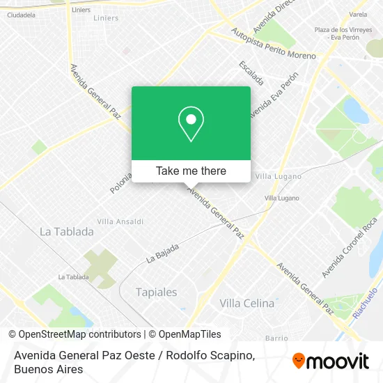 Avenida General Paz Oeste / Rodolfo Scapino map