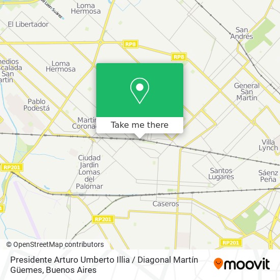 Mapa de Presidente Arturo Umberto Illia / Diagonal Martín Güemes