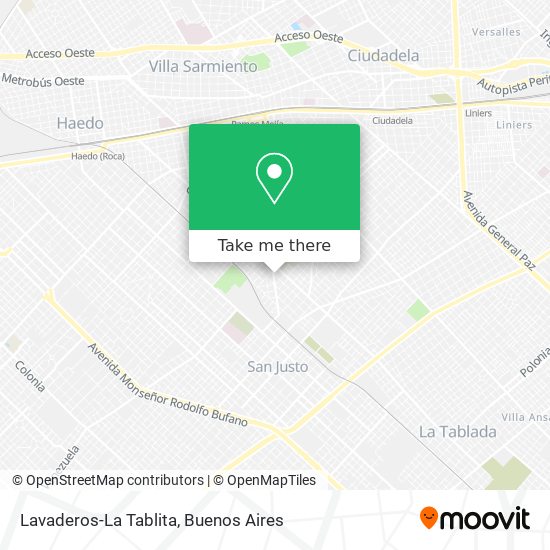 Lavaderos-La Tablita map