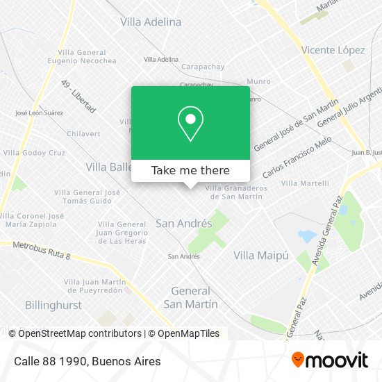 Mapa de Calle 88 1990