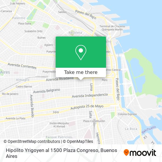 Mapa de Hipólito Yrigoyen al 1500   Plaza Congreso