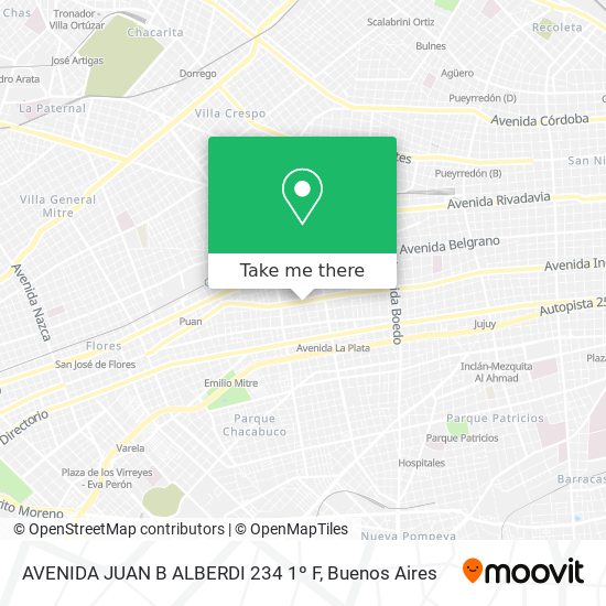 Mapa de AVENIDA JUAN B  ALBERDI 234  1º F