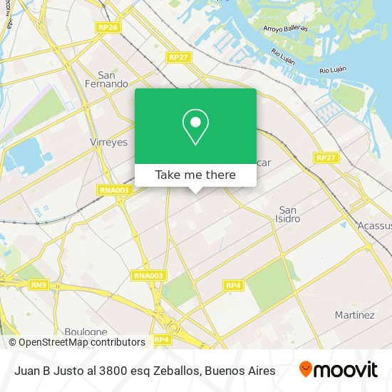 Juan B  Justo al 3800 esq Zeballos map