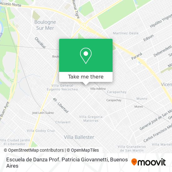 Mapa de Escuela de Danza Prof. Patricia Giovannetti