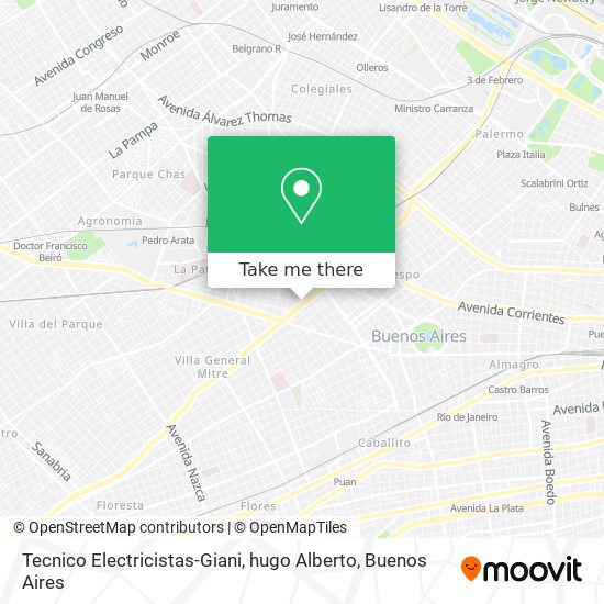 Mapa de Tecnico Electricistas-Giani, hugo Alberto
