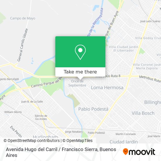 Avenida Hugo del Carril / Francisco Sierra map