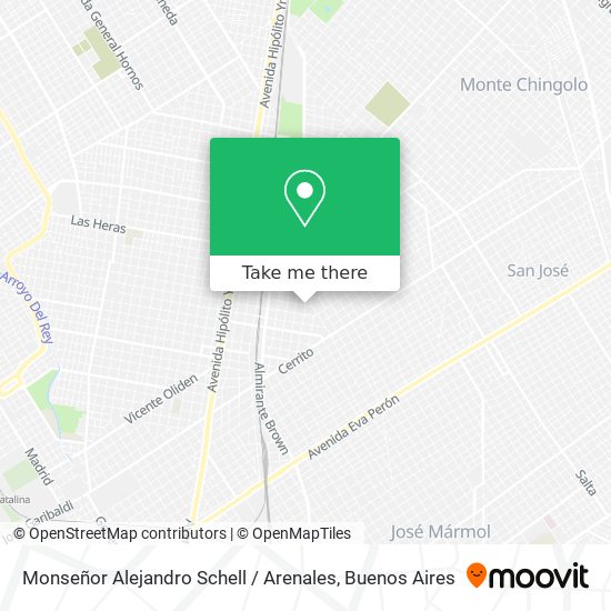 Mapa de Monseñor Alejandro Schell / Arenales