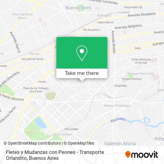 Mapa de Fletes y Mudanzas con Peones - Transporte Orlandito