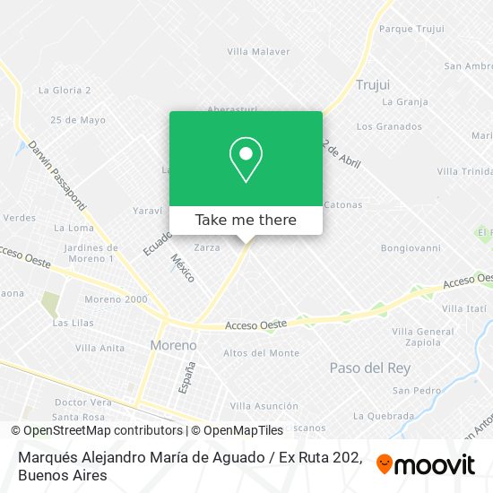 Mapa de Marqués Alejandro María de Aguado / Ex Ruta 202