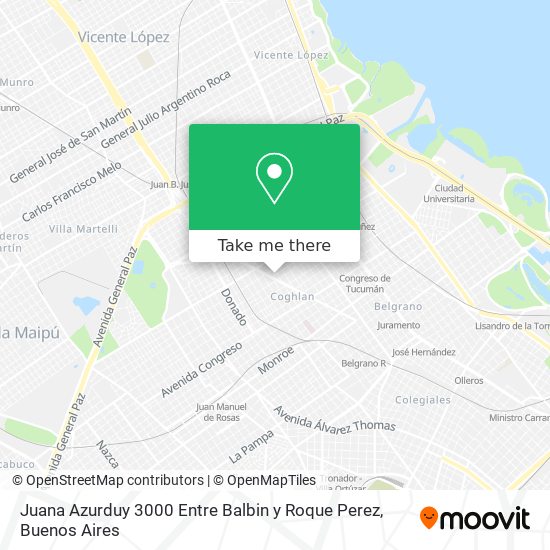 Juana Azurduy 3000 Entre Balbin y Roque Perez map