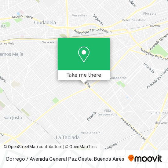 Mapa de Dorrego / Avenida General Paz Oeste