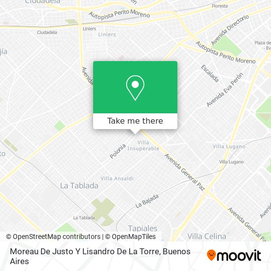 Moreau De Justo Y Lisandro De La Torre map