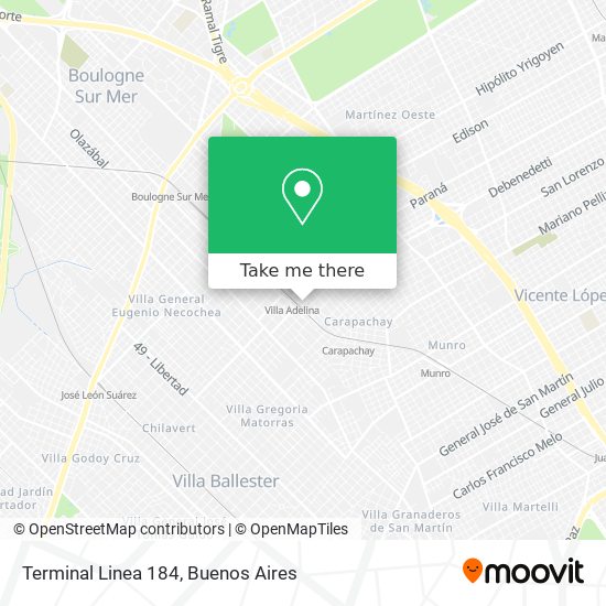 Mapa de Terminal Linea 184
