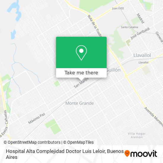 Mapa de Hospital Alta Complejidad Doctor Luis Leloir