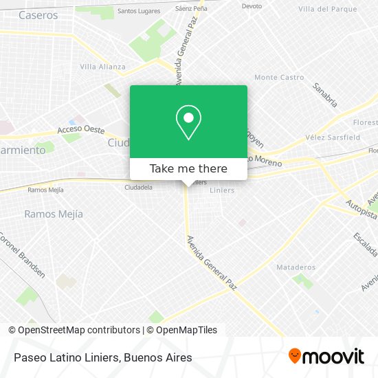 Paseo Latino Liniers map