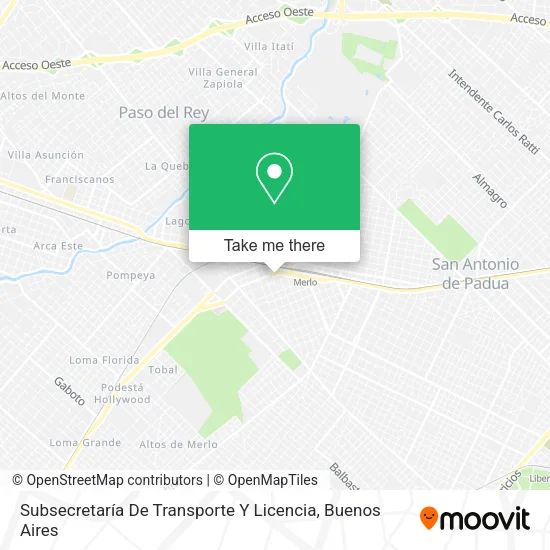 Mapa de Subsecretaría De Transporte Y Licencia