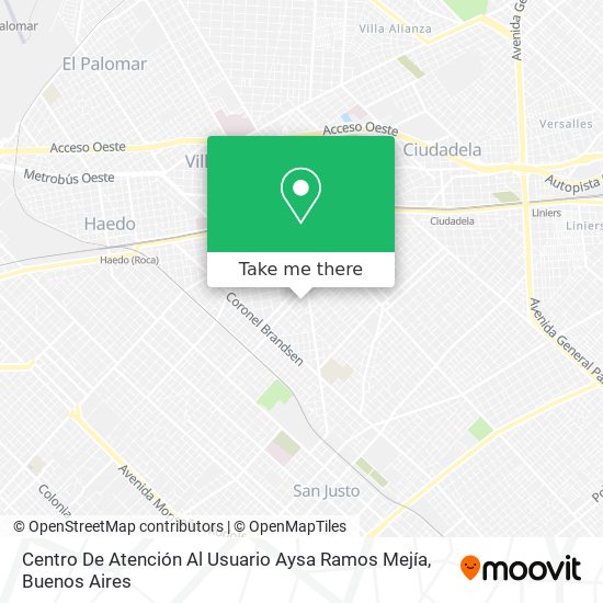 Centro De Atención Al Usuario Aysa Ramos Mejía map