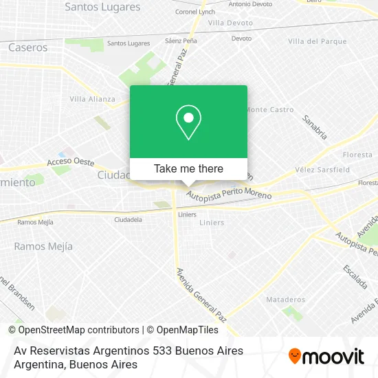 Mapa de Av  Reservistas Argentinos 533  Buenos Aires  Argentina