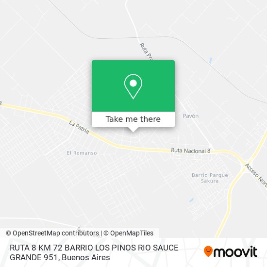 RUTA 8 KM 72  BARRIO LOS PINOS  RIO SAUCE GRANDE 951 map