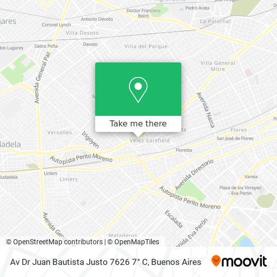 Av Dr Juan Bautista Justo 7626   7° C map