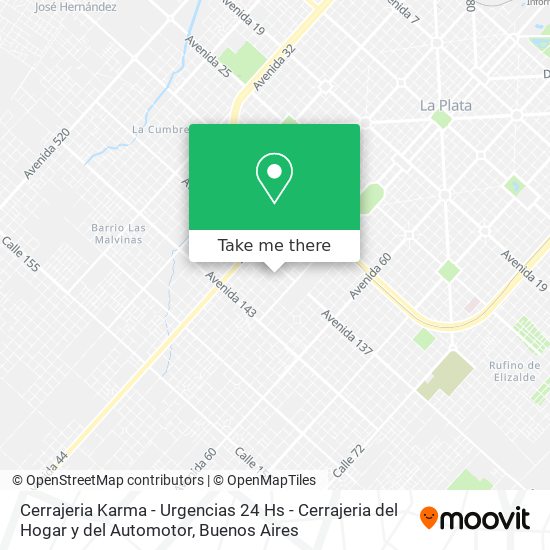 Mapa de Cerrajeria Karma - Urgencias 24 Hs - Cerrajeria del Hogar y del Automotor