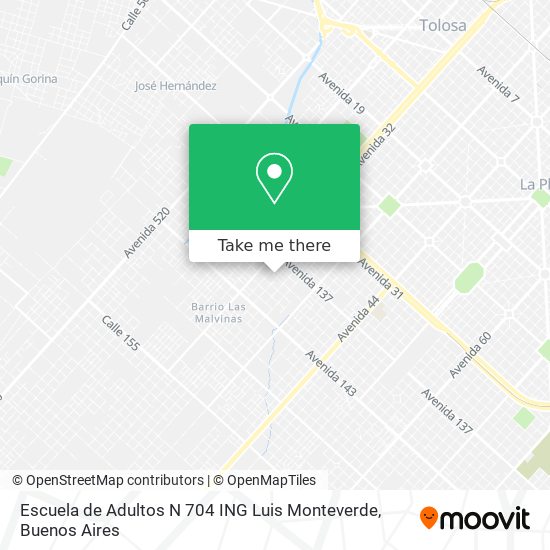 Escuela de Adultos N 704 ING Luis Monteverde map