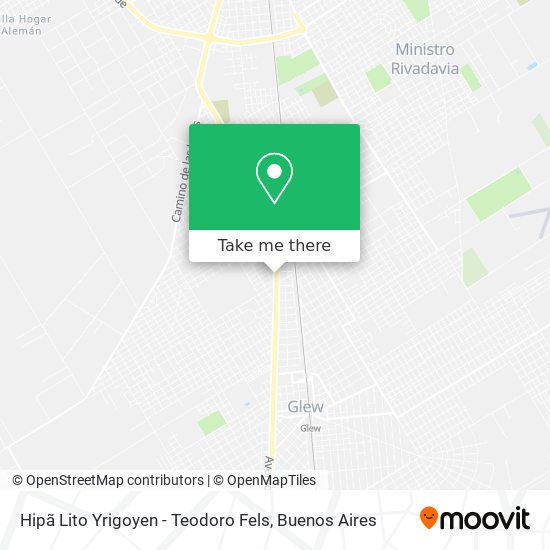 Hipã Lito Yrigoyen - Teodoro Fels map