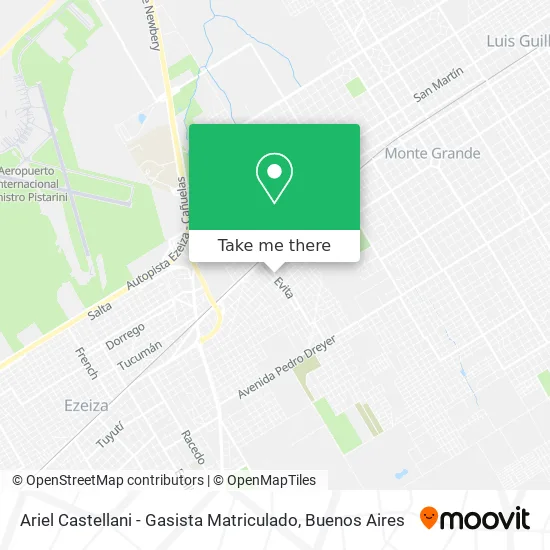Mapa de Ariel Castellani - Gasista Matriculado