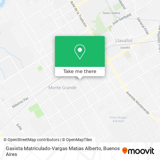 Mapa de Gasista Matriculado-Vargas Matias Alberto