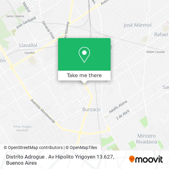 Mapa de Distrito Adrogue . Av Hipolito Yrigoyen 13.627