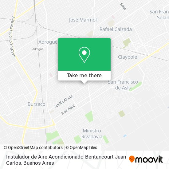 Mapa de Instalador de Aire Acondicionado-Bentancourt Juan Carlos