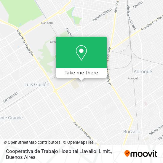 Mapa de Cooperativa de Trabajo Hospital Llavallol Limit.