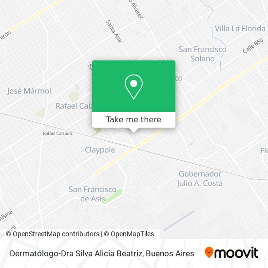 Mapa de Dermatólogo-Dra Silva Alicia Beatriz