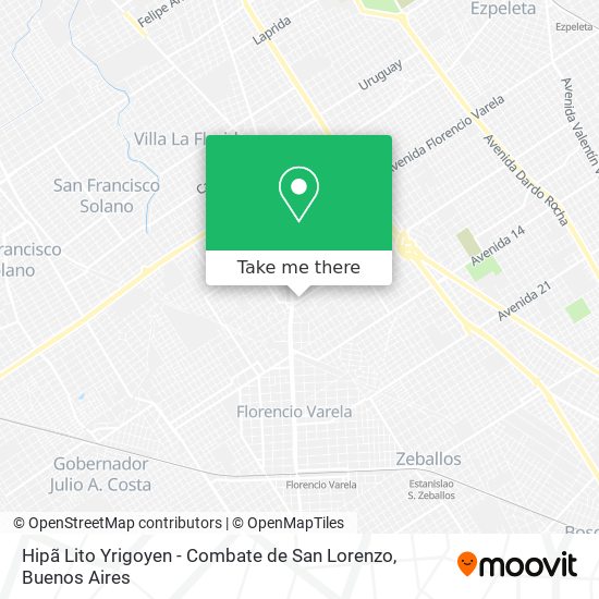 Mapa de Hipã Lito Yrigoyen - Combate de San Lorenzo