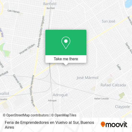 Mapa de Feria de Emprendedores en Vuelvo al Sur