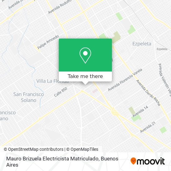 Mapa de Mauro Brizuela Electricista Matriculado