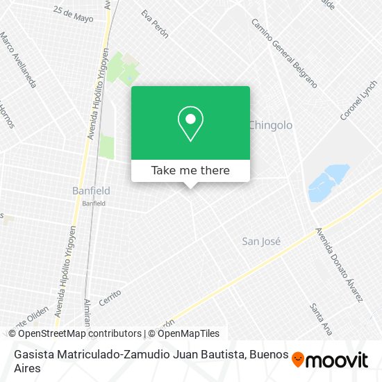 Mapa de Gasista Matriculado-Zamudio Juan Bautista