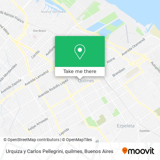 Urquiza y Carlos Pellegrini, quilmes map