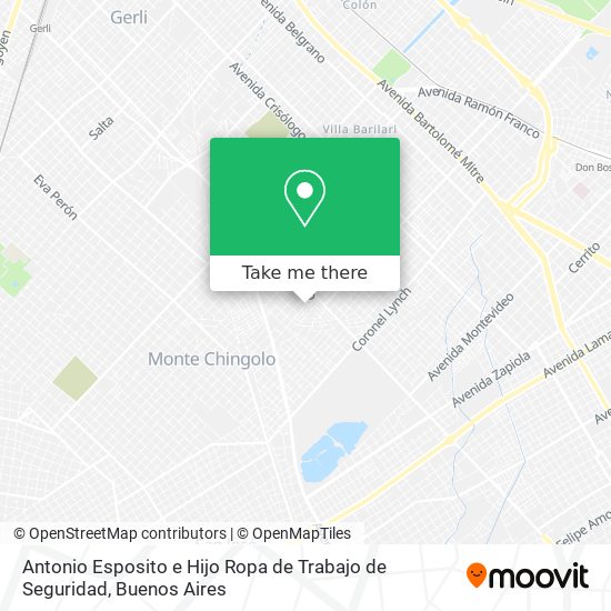 How to get to Antonio Esposito e Hijo Ropa de Trabajo de Seguridad in Avellaneda Colectivo Train?