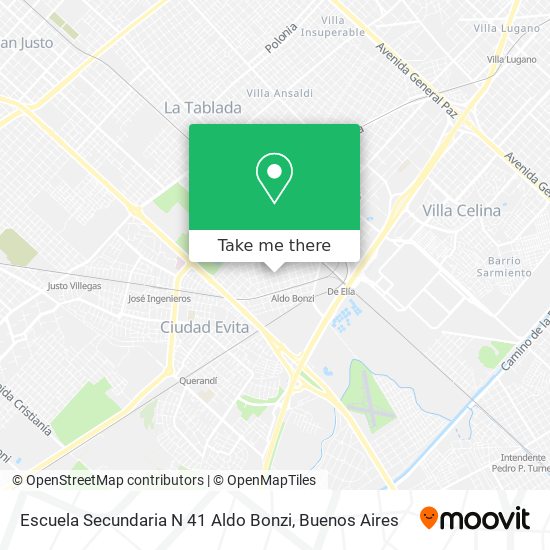 Mapa de Escuela Secundaria N 41 Aldo Bonzi