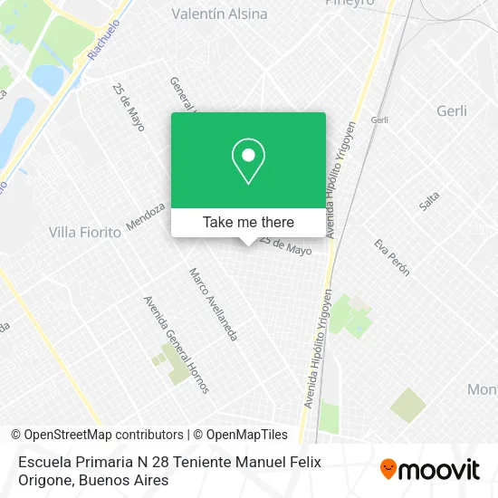 Mapa de Escuela Primaria N 28 Teniente Manuel Felix Origone