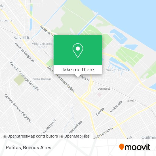 How to get to Patitas in Avellaneda by Colectivo, Train or Subte?